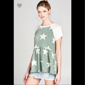 ❤️{S-L} Star Peplum Top